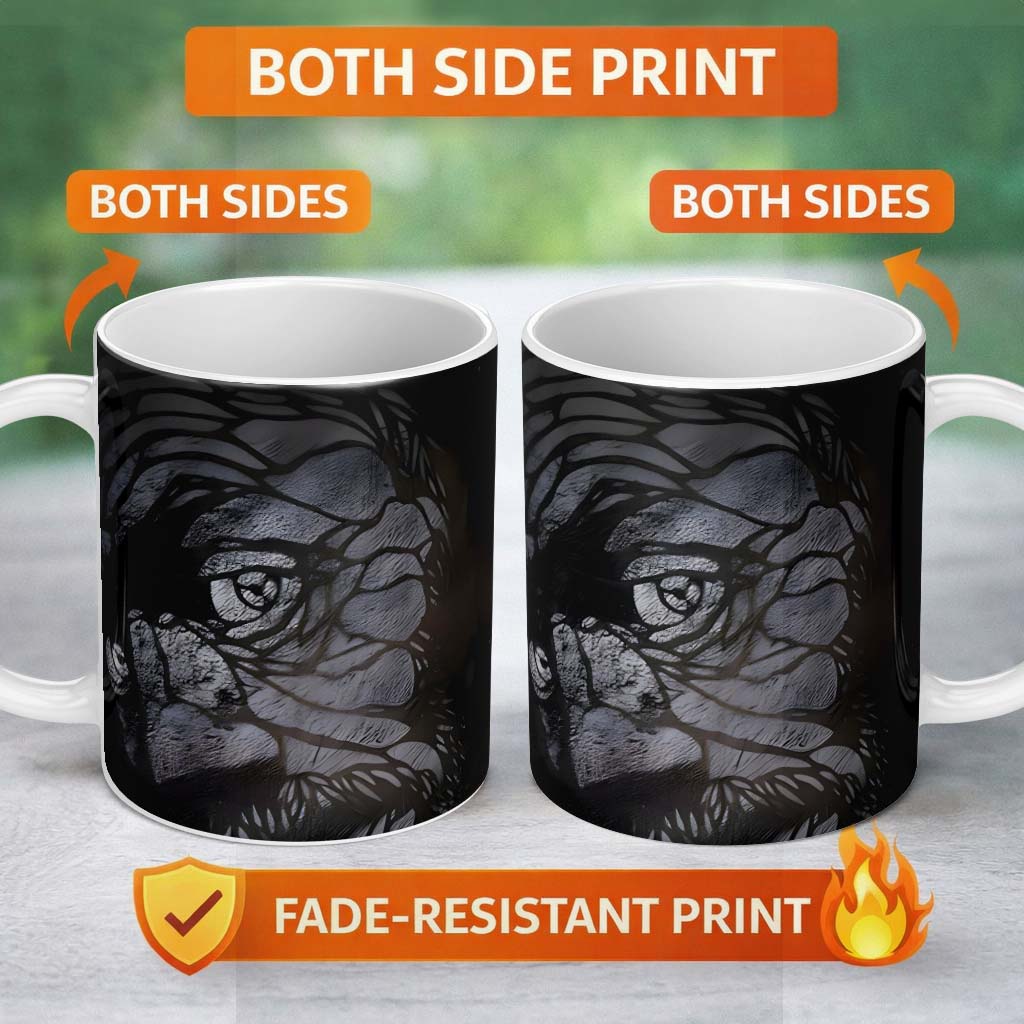 Dark Female Face Abstract Monochrome Portrait 11oz Ceramic Coffee Tea Mug White Large Handle