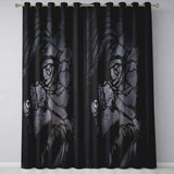 Dark Female Face Abstract Monochrome Portrait Vibrant Bold Artwork for Home Decor Readymade Eyelet Ring Top Thermal 100% Blackout Curtains