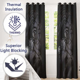 Dark Female Face Abstract Monochrome Portrait Vibrant Bold Artwork for Home Decor Readymade Eyelet Ring Top Thermal 100% Blackout Curtains