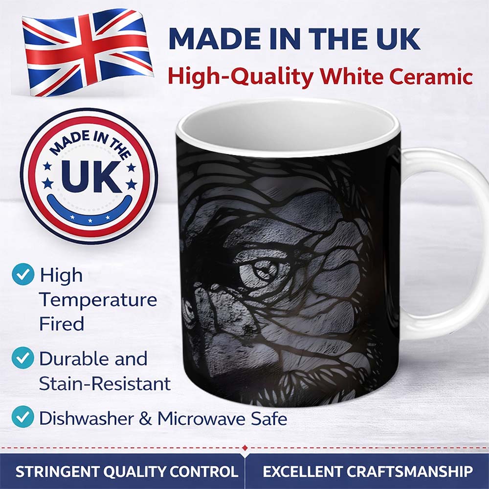 Dark Female Face Abstract Monochrome Portrait 11oz Ceramic Coffee Tea Mug White Large Handle