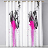 Masked Cowgirl Riding Syringe Pink Splash Pop Art Distinctive Wall Art Home Decor Readymade Eyelet Ring Top Thermal 100% Blackout Curtains
