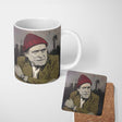 Elderly Man Red Beanie Urban Stencil Portrait 11oz Ceramic Coffee Tea Mug White Large Handle