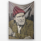 Elderly Man Red Beanie Urban Stencil Portrait, All Season Comfort, Thoughtful Housewarming Gift - Super Soft Fleece Blanket Bed Sofa Throw
