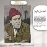 Elderly Man Red Beanie Urban Stencil Portrait, All Season Comfort, Thoughtful Housewarming Gift - Super Soft Fleece Blanket Bed Sofa Throw