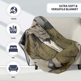 Elderly Man Red Beanie Urban Stencil Portrait, All Season Comfort, Thoughtful Housewarming Gift - Super Soft Fleece Blanket Bed Sofa Throw