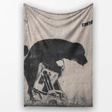 Black Dog on Mini Robo Minimal Stencil, Decorative Wall Art Style, Thoughtful Housewarming Gift - Super Soft Fleece Blanket Bed Sofa Throw