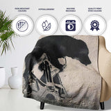 Black Dog on Mini Robo Minimal Stencil, Decorative Wall Art Style, Thoughtful Housewarming Gift - Super Soft Fleece Blanket Bed Sofa Throw