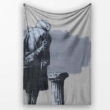 Elderly Woman Painting Grey Wall Urban Stencil, Lightweight Warm Gift, Comfortable Everyday Use - Super Soft Fleece Blanket Bed Sofa Throw