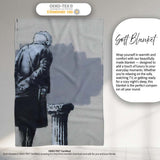 Elderly Woman Painting Grey Wall Urban Stencil, Lightweight Warm Gift, Comfortable Everyday Use - Super Soft Fleece Blanket Bed Sofa Throw