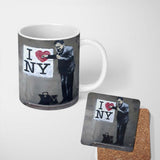 Man Checking Heart Sign Monochrome Urban Graffiti 11oz Ceramic Coffee Tea Mug White Large Handle