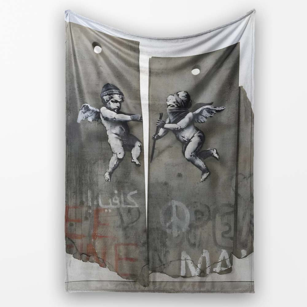 Blindfolded Cherubs Concrete Street Art Sculpture, All Season Comfort, Comfortable Everyday Use - Super Soft Fleece Blanket Bed Sofa Throw
