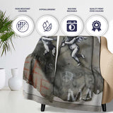Blindfolded Cherubs Concrete Street Art Sculpture, All Season Comfort, Comfortable Everyday Use - Super Soft Fleece Blanket Bed Sofa Throw
