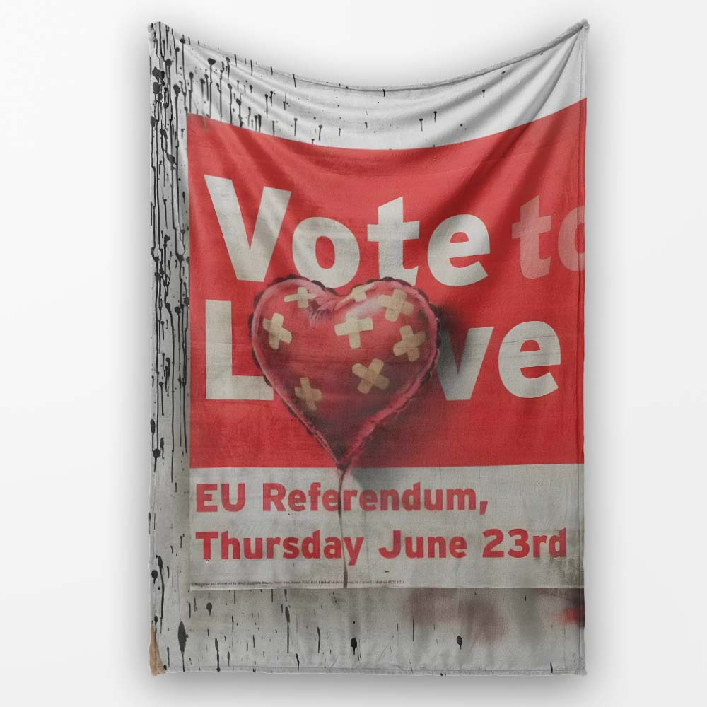 Bandaged Red Heart Political Poster Pop Art, Bedroom Living Room Accent, Unique Artistic Design - Super Soft Fleece Blanket Bed Sofa Throw