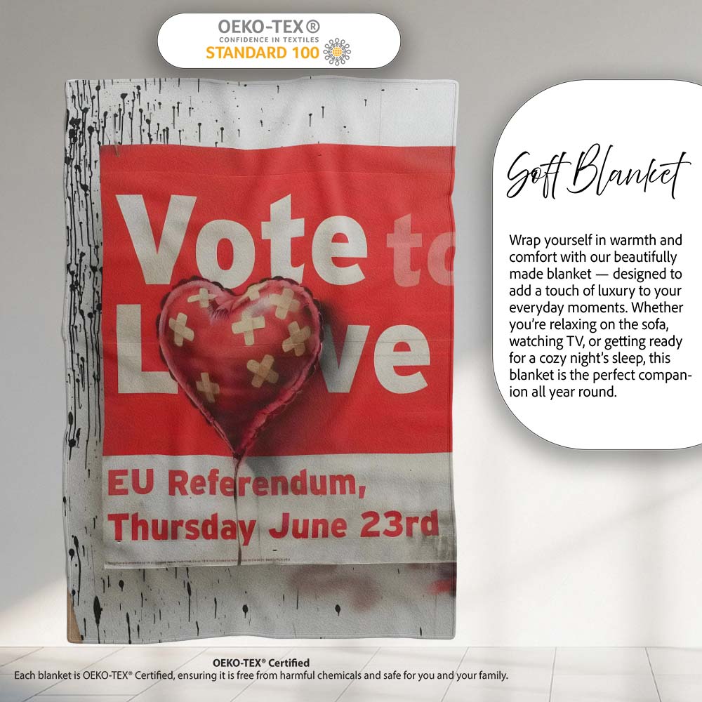 Bandaged Red Heart Political Poster Pop Art, Bedroom Living Room Accent, Unique Artistic Design - Super Soft Fleece Blanket Bed Sofa Throw
