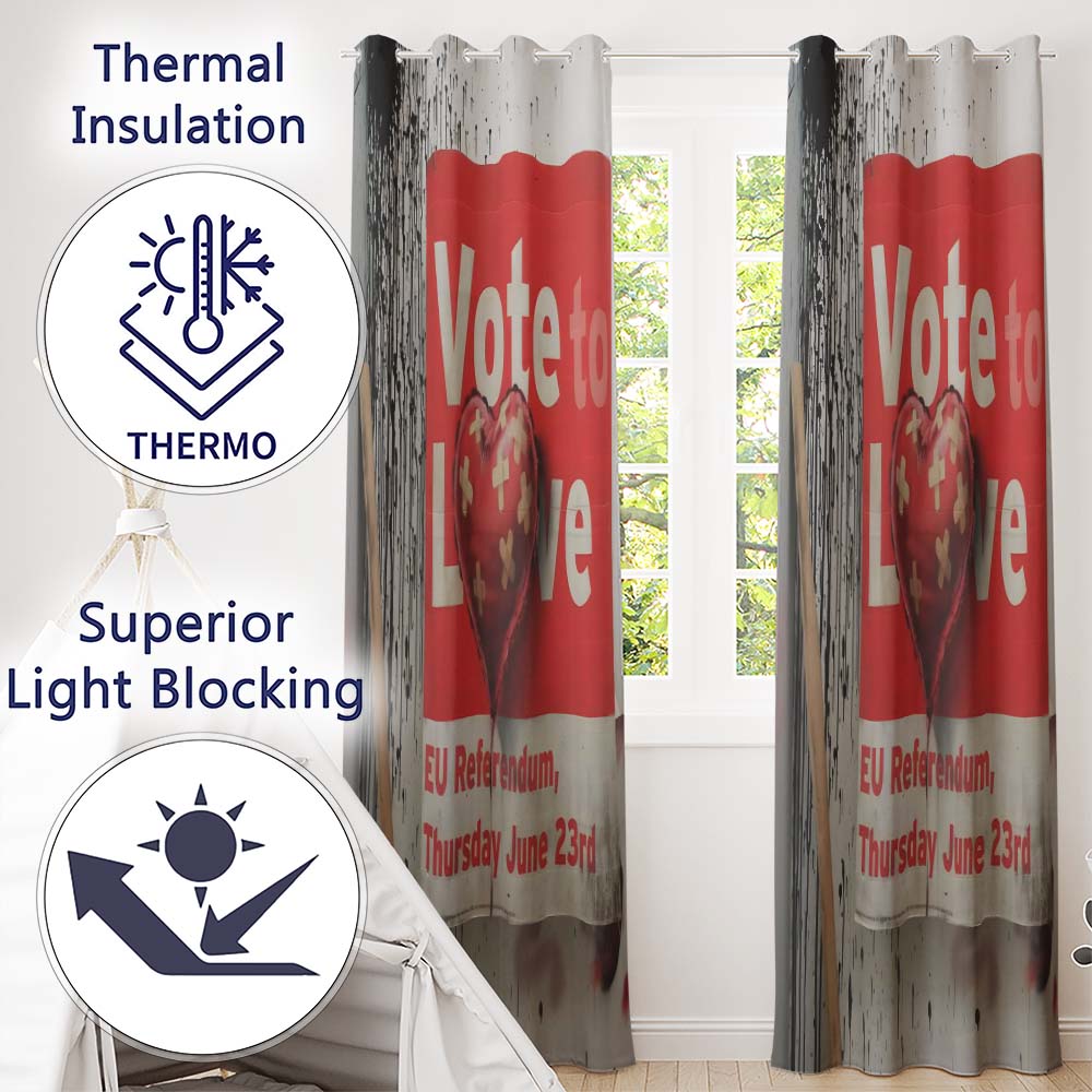 Bandaged Red Heart Political Poster Pop Art Unique Vibrant Artwork for Home Decor Readymade Eyelet Ring Top Thermal 100% Blackout Curtains