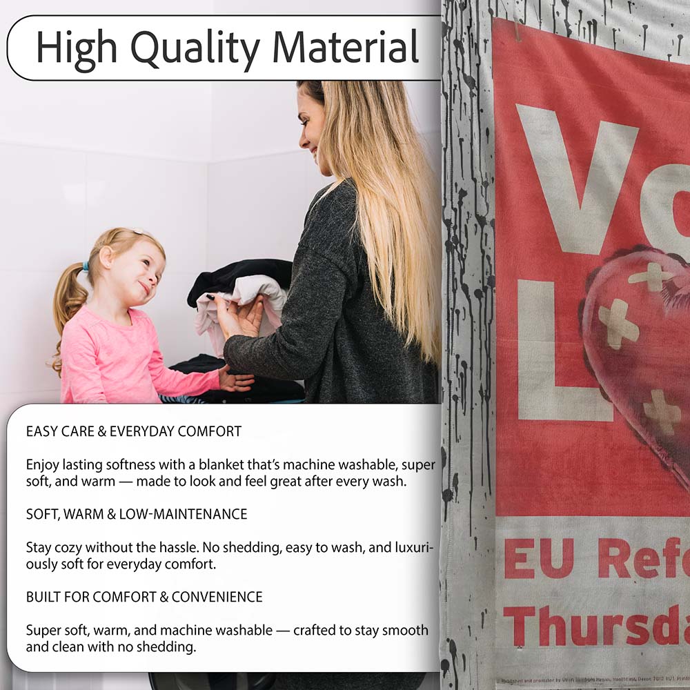 Bandaged Red Heart Political Poster Pop Art, Bedroom Living Room Accent, Unique Artistic Design - Super Soft Fleece Blanket Bed Sofa Throw