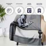 Rat Playing Keyboard Monochrome Urban Stencil, All Season Comfort, Thoughtful Housewarming Gift - Super Soft Fleece Blanket Bed Sofa Throw
