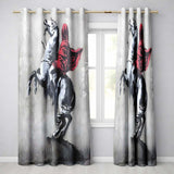 Red Cloaked Rider on Rearing Horse Monochrome Street Art Bold Artistic Home Decor Readymade Eyelet Ring Top Thermal 100% Blackout Curtains