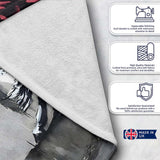 Red Cloaked Rider on Rearing Horse Monochrome Street Art, Artistic Comfortable Everyday Comfort - Super Soft Fleece Blanket Bed Sofa Throw