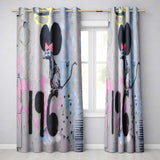 Black Rat with Pink Bow Urban Graffiti Stencil Unique Bold Artwork for Home Decor Readymade Eyelet Ring Top Thermal 100% Blackout Curtains