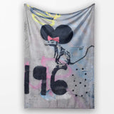 Black Rat with Pink Bow Urban Graffiti Stencil, Lightweight Warm Gift, Comfortable Everyday Use - Super Soft Fleece Blanket Bed Sofa Throw