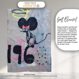 Black Rat with Pink Bow Urban Graffiti Stencil, Lightweight Warm Gift, Comfortable Everyday Use - Super Soft Fleece Blanket Bed Sofa Throw