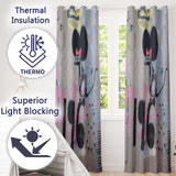 Black Rat with Pink Bow Urban Graffiti Stencil Unique Bold Artwork for Home Decor Readymade Eyelet Ring Top Thermal 100% Blackout Curtains