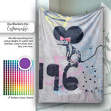 Black Rat with Pink Bow Urban Graffiti Stencil, Lightweight Warm Gift, Comfortable Everyday Use - Super Soft Fleece Blanket Bed Sofa Throw
