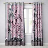 Girl Spray Painting Pink Damask Pattern Street Art Timeless Design for Home Decor Readymade Eyelet Ring Top Thermal 100% Blackout Curtains