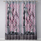 Girl Spray Painting Pink Damask Pattern Street Art Timeless Design for Home Decor Readymade Eyelet Ring Top Thermal 100% Blackout Curtains