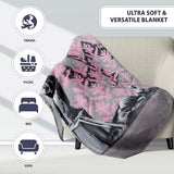 Girl Spray Painting Pink Damask Pattern Street Art, All Season Comfort, Stylish Room Decoration - Super Soft Fleece Blanket Bed Sofa Throw
