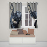 Visionary Man Holding Draped Figure Monochrome Street Art Contemporary Home Decor Readymade Eyelet Ring Top Thermal 100% Blackout Curtains