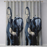 Visionary Man Holding Draped Figure Monochrome Street Art Contemporary Home Decor Readymade Eyelet Ring Top Thermal 100% Blackout Curtains