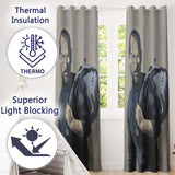 Visionary Man Holding Draped Figure Monochrome Street Art Contemporary Home Decor Readymade Eyelet Ring Top Thermal 100% Blackout Curtains