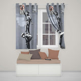 Children Reaching Graffiti Warning Sign Urban Stencil Vibrant Artistic Home Decor Readymade Eyelet Ring Top Thermal 100% Blackout Curtains