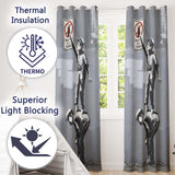 Children Reaching Graffiti Warning Sign Urban Stencil Vibrant Artistic Home Decor Readymade Eyelet Ring Top Thermal 100% Blackout Curtains