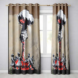 Red Black Explosion with Dancing Figures Street Art Stylish Design for Home Decor Readymade Eyelet Ring Top Thermal 100% Blackout Curtains