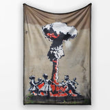 Red Black Explosion with Dancing Figures Street Art, All Season Comfort, Modern Interior Accent - Super Soft Fleece Blanket Bed Sofa Throw
