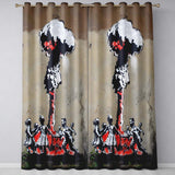Red Black Explosion with Dancing Figures Street Art Stylish Design for Home Decor Readymade Eyelet Ring Top Thermal 100% Blackout Curtains