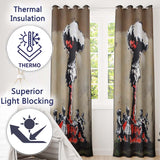 Red Black Explosion with Dancing Figures Street Art Stylish Design for Home Decor Readymade Eyelet Ring Top Thermal 100% Blackout Curtains