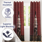 Seated Protester with Change Message Red Brick Street Art Contemporary Home Decor Readymade Eyelet Ring Top Thermal 100% Blackout Curtains