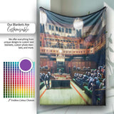 Chimpanzee Parliament Chamber Satirical Dark Interior, Decorative Comfortable Housewarming Gift - Super Soft Fleece Blanket Bed Sofa Throw