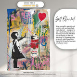 Girl Reaching Red Heart Balloon Colourful Collage, All Season Comfort, Comfortable Everyday Use - Super Soft Fleece Blanket Bed Sofa Throw