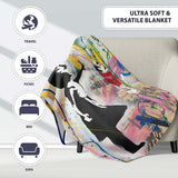 Girl Reaching Red Heart Balloon Colourful Collage, All Season Comfort, Comfortable Everyday Use - Super Soft Fleece Blanket Bed Sofa Throw