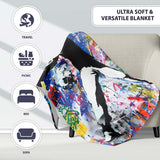 Masked Protester Throwing Paint Tin Graffiti Collage, Lightweight Comfortable Decorative Accent - Super Soft Fleece Blanket Bed Sofa Throw