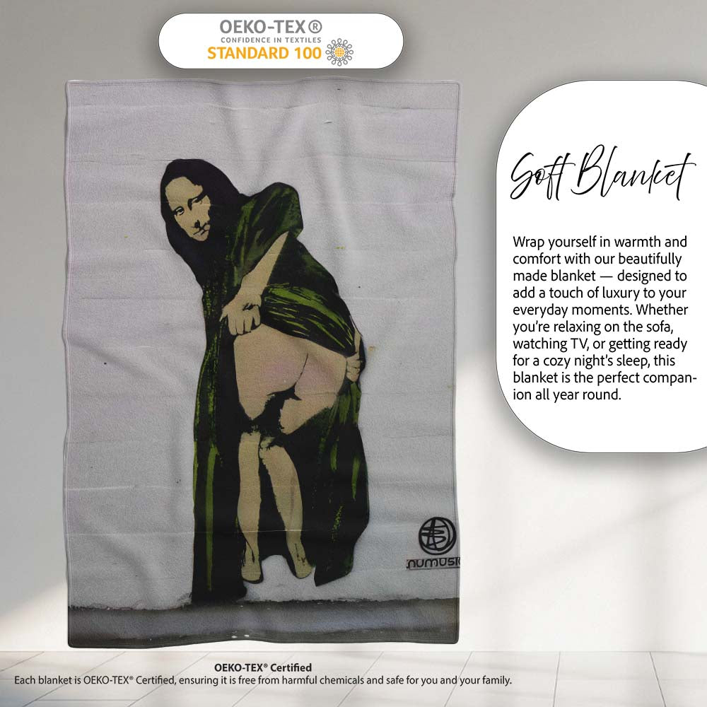 Pregnant Woman in Green Draped Dress Urban Stencil, All Season Comfort, Stylish Room Decoration - Super Soft Fleece Blanket Bed Sofa Throw
