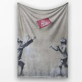 Children Playing No Ball Games Street Art Stencil, All Season Comfort, Comfortable Everyday Use - Super Soft Fleece Blanket Bed Sofa Throw