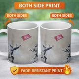 Children Playing No Ball Games Street Art Stencil 11oz Ceramic Coffee Tea Mug White Large Handle