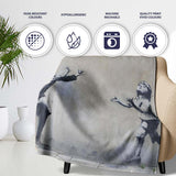 Children Playing No Ball Games Street Art Stencil, All Season Comfort, Comfortable Everyday Use - Super Soft Fleece Blanket Bed Sofa Throw