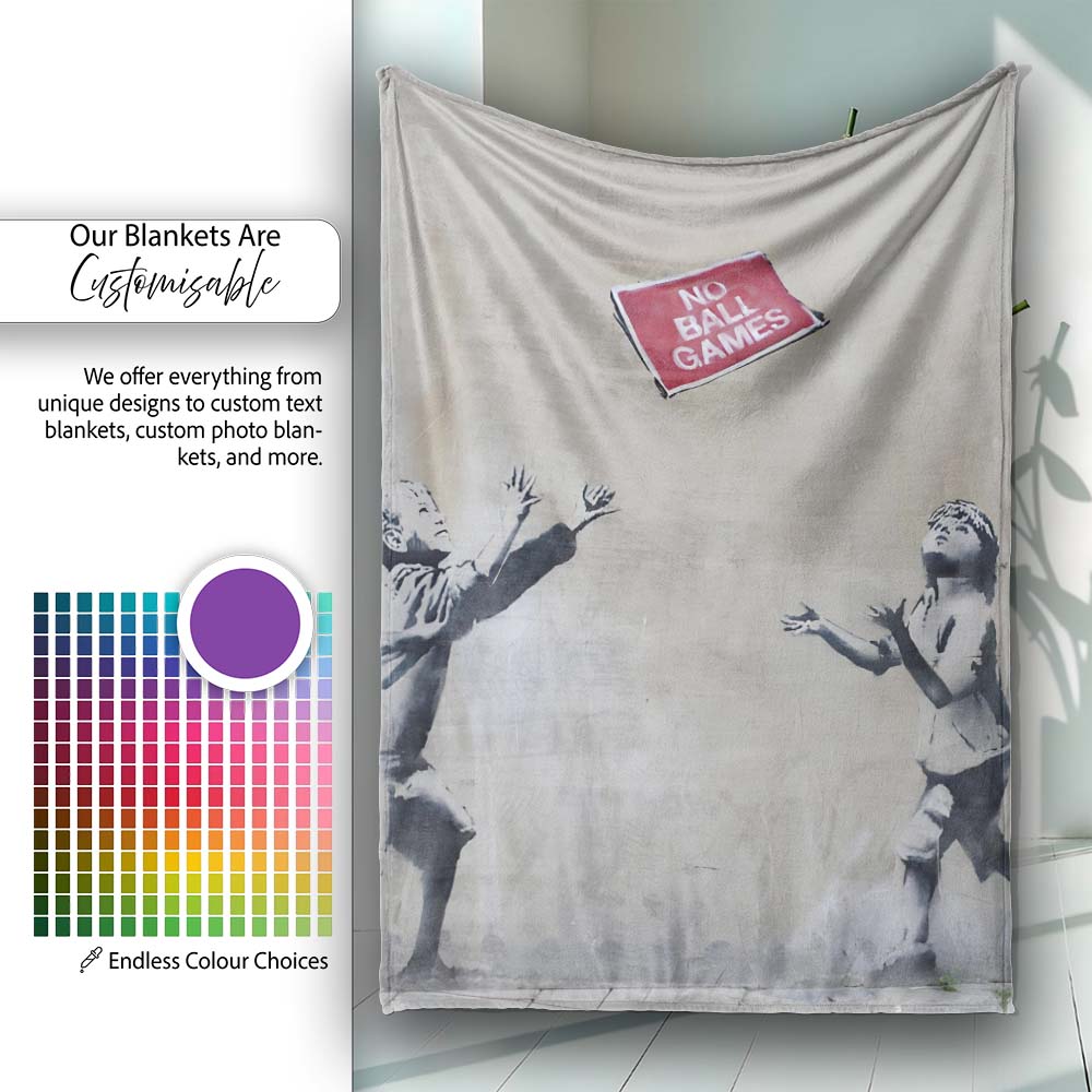 Children Playing No Ball Games Street Art Stencil, All Season Comfort, Comfortable Everyday Use - Super Soft Fleece Blanket Bed Sofa Throw
